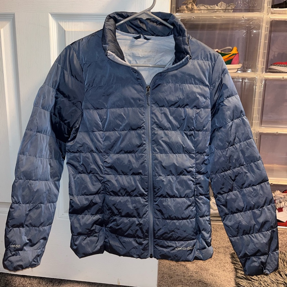 Preowned Eddie Bauer Down Puffer Jacket EB650 Full Zip Women’s S - Picture 1 of 10